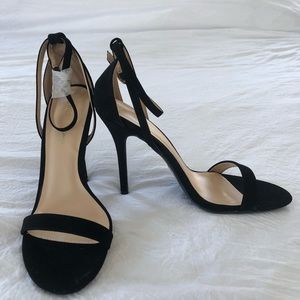 Black Strappy Nubuck Pumps